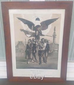 Lithographie D'Harlingue XIXe Prince Impérial Napoléon III cadre d'époque