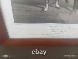 Lithographie D'Harlingue XIXe Prince Impérial Napoléon III cadre d'époque