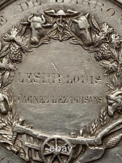 Lot 3 Médailles Agricoles XIXe LESUR Louis Napoléon III Argent Cuivre Bronze