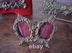 Lot 3 Porte-photo anciens XIXe Napoléon III, laiton Renaissance, rocaille