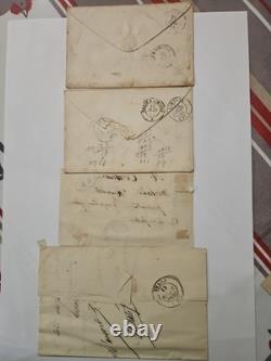 Lot 4 lettres anciennes XIXe France Napoléon III & Cérès Timbres sur pli