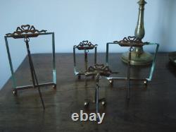 Lot 4 porte photo anciens XIXe laiton Napoléon III Louis XV un rare base ronde