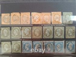 Lot 42 timbres Napoléon III Empire 1c 10c 20c 40c oblitérés XIXe