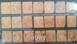 Lot 42 timbres Napoléon III Empire 1c 10c 20c 40c oblitérés XIXe