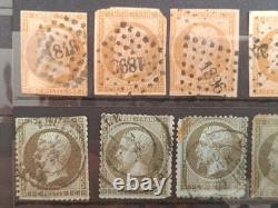 Lot 42 timbres Napoléon III Empire 1c 10c 20c 40c oblitérés XIXe