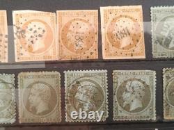 Lot 42 timbres Napoléon III Empire 1c 10c 20c 40c oblitérés XIXe