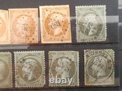 Lot 42 timbres Napoléon III Empire 1c 10c 20c 40c oblitérés XIXe