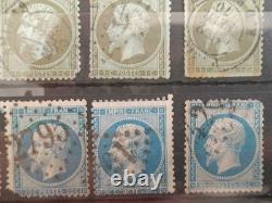 Lot 42 timbres Napoléon III Empire 1c 10c 20c 40c oblitérés XIXe