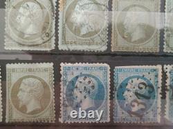 Lot 42 timbres Napoléon III Empire 1c 10c 20c 40c oblitérés XIXe
