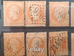 Lot 42 timbres Napoléon III Empire 1c 10c 20c 40c oblitérés XIXe