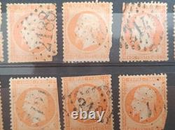 Lot 42 timbres Napoléon III Empire 1c 10c 20c 40c oblitérés XIXe