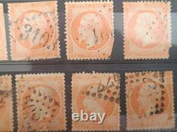 Lot 42 timbres Napoléon III Empire 1c 10c 20c 40c oblitérés XIXe