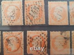Lot 42 timbres Napoléon III Empire 1c 10c 20c 40c oblitérés XIXe
