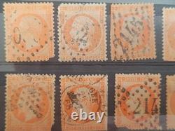 Lot 42 timbres Napoléon III Empire 1c 10c 20c 40c oblitérés XIXe
