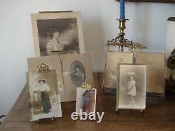 Lot 7 porte photo anciens XIX laiton Napoléon III dont 1 rare très grand format