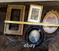 Lot Cadre Anciens En Bois Doré XIX Ème Portrait Style Napoléon III Bois Noirci