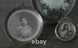 Lot de 2 porte-photo anciens XIXe Napoléon III bronze noud Louis XVI