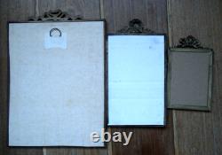 Lot de 3 Porte-photo anciens XIXe bronze laiton Napoléon III, noeud Louis XVI