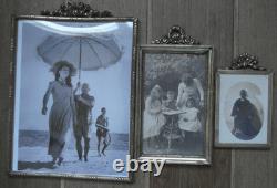 Lot de 3 Porte-photo anciens XIXe bronze laiton Napoléon III, noeud Louis XVI