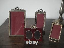 Lot de 4 superbes porte photo anciens XIXe bronze Napoléon III noeud Louis XV