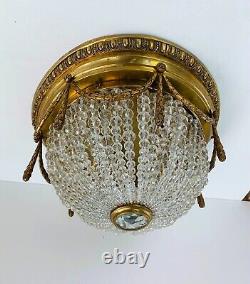 Luminaire Plafonnier corbeille Cristal et Bronze XIXe Napoleon III
