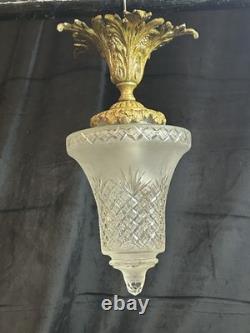 Luminaire ancien fin XIXè Plafonnier en bronze et cristal Epoque Napoléon 3