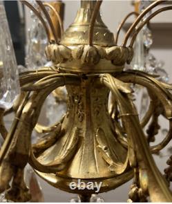 Lustre d'époque Napoleon III, Fin XIX, Cristal et bronze ciselé