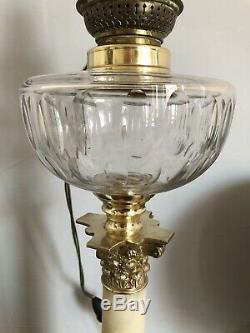 MAGNIFIQUE Grande lampe pétrole Onyx Bronze Cristal BACCARAT Napoléon III XIXe