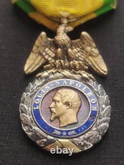 MÉDAILLE MILITAIRE SECOND EMPIRE (SUPERBE) NAPOLÉON III 19e XIXe 2ème Type ANCRE