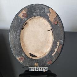 MINIATURE XIXè Porcelaine Peinte Cadre Vierge A L'Enfant