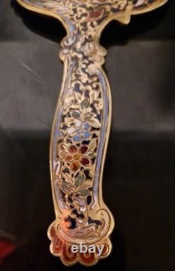 MIROIR XIX ème FACE A MAIN BRONZE ÉMAILLÉ NAPOLÉON III