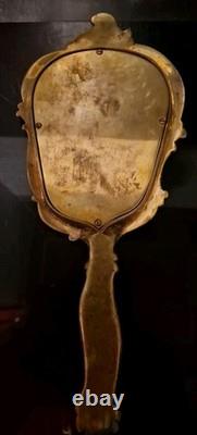 MIROIR XIX ème FACE A MAIN BRONZE ÉMAILLÉ NAPOLÉON III