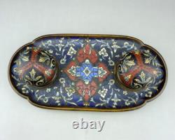 Magnifique Encrier en émail cloissoné et bronze doré Napoléon III fin du XIXe