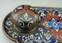 Magnifique Encrier en émail cloissoné et bronze doré Napoléon III fin du XIXe