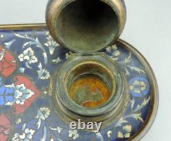 Magnifique Encrier en émail cloissoné et bronze doré Napoléon III fin du XIXe