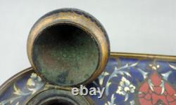 Magnifique Encrier en émail cloissoné et bronze doré Napoléon III fin du XIXe