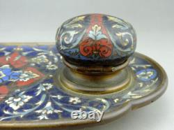 Magnifique Encrier en émail cloissoné et bronze doré Napoléon III fin du XIXe