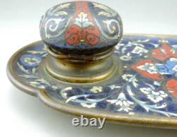 Magnifique Encrier en émail cloissoné et bronze doré Napoléon III fin du XIXe