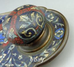 Magnifique Encrier en émail cloissoné et bronze doré Napoléon III fin du XIXe