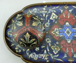 Magnifique Encrier en émail cloissoné et bronze doré Napoléon III fin du XIXe