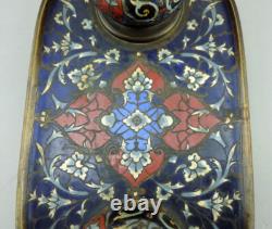 Magnifique Encrier en émail cloissoné et bronze doré Napoléon III fin du XIXe