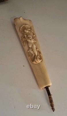 Magnifique Pommeaux Canne Panache Ombrelle XIX Eme Napoléon III Décor Angelot