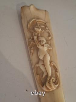 Magnifique Pommeaux Canne Panache Ombrelle XIX Eme Napoléon III Décor Angelot