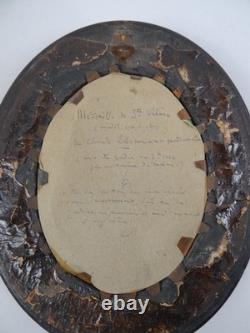 Médaille de Sainte Hélène XIXe Napoléon III cadre en bois noir et verre bombé