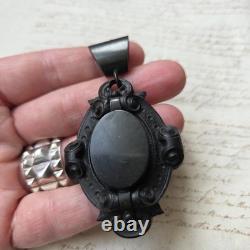 Médaillon Gutta Percha Napoléon III XIXè Victorian Mourning Locket Pendant