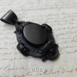 Médaillon Gutta Percha Napoléon III XIXè Victorian Mourning Locket Pendant