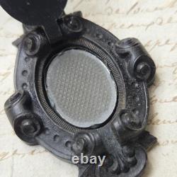Médaillon Gutta Percha Napoléon III XIXè Victorian Mourning Locket Pendant