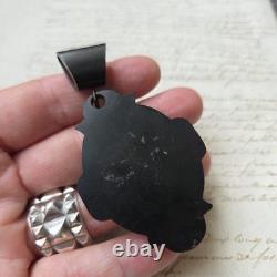 Médaillon Gutta Percha Napoléon III XIXè Victorian Mourning Locket Pendant