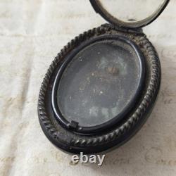 Médaillon Gutta Percha Napoléon III XIXè Victorian Mourning Locket Pendant