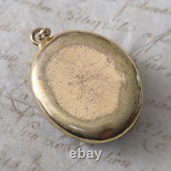 Médaillon Pendentif Plaqué Or avec Corbeille en Argent Email Bleu Onyx Fin XIXè